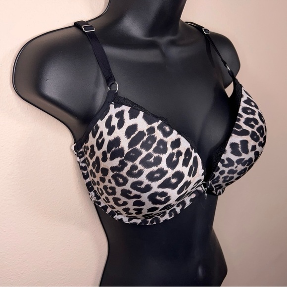 34DD Blackheart Leopard Printpush Up Bra Underwire Lace Trim Goth Padded - Picture 6 of 11